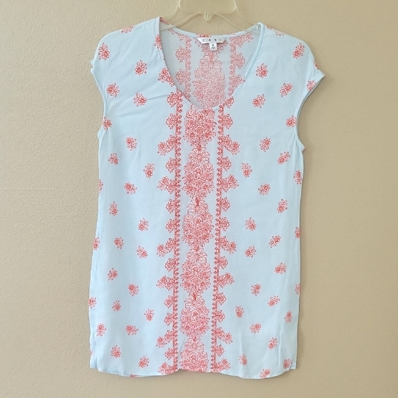 CAbi Blue Red Serene Boho Tunic Blouse - Size Small - Picture 1 of 7